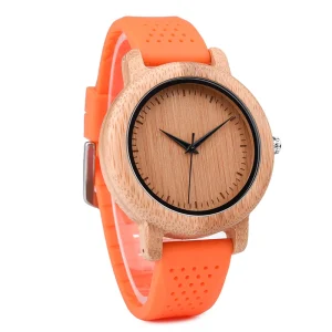 Handmade Antique Bamboo Quartz Wristwatch Silicone Strap Unisex Big Dial MIYOTA Watch Anniversary Gift for Him