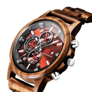 Handmade Chronograph Sports Date Luminous No Logo Men’s Wood Watch Walnut Montre En Bois