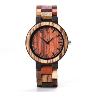 Handmade Customized Mixed Wood Christmas Gift Japanese Quartz Movement Wooden Watch for Man