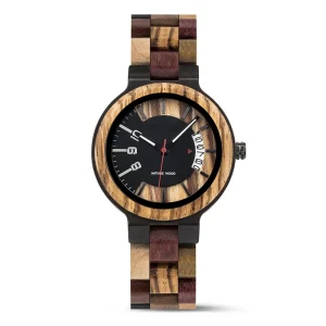 Handmade Natural Vintage Custom logo Japanese Quartz Movement Calendar Couple Wooden Watch