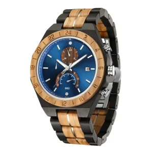 Handmade Natural Vintage Wooden Wrist Watch Custom Chronograph Quartz Men Wood Watch Reloj De Madera