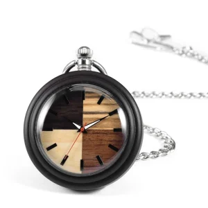 Handmade Natural Wooden Pocket Watch with Unique Design