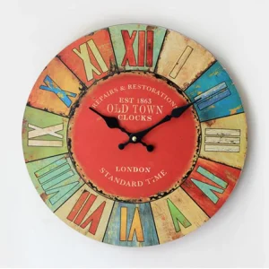 Handmade Rustic Vintage Roman Numerals Retro Wood Wall Clock