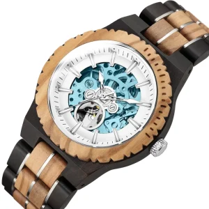 Handmade Solid Wood Mechanical Watch Wood Wristwatch for Boyfriend Dad Husband Gift