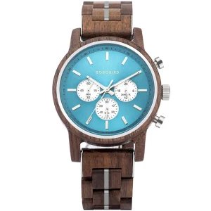 Handmade Wooden Sport Quartz Watch, 3BAR Water Resistant, Coin Pointer Dial, OEM