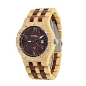 Handmade Wooden Wristwatch with Luminous Feature Wood Watch Sapphire Crystal Dial Window