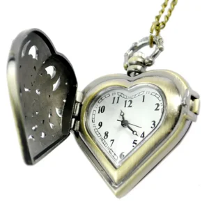 Heart Shaped Modern Engraved Pocket Watch