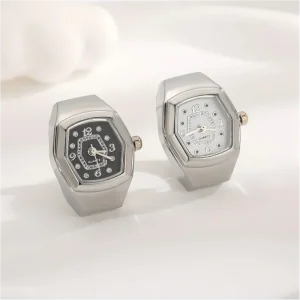 Hexagon Quartz Engagement Wedding Ring Watch Luxury Gold Silver Alloy Multi Color Dial Stainless Steel Elastic Band Unisex