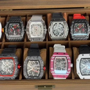 Hexagonal Watch Street Style Quartz Watch Tonneau Skeleton Dial Luminous Silicone Strap Wristwatch Luxury Watch