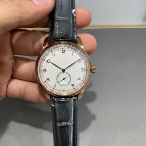 High End Mechanical Movement Watch Round Dial Watch for Men Blue Leather Strap Business Watch for Gifts