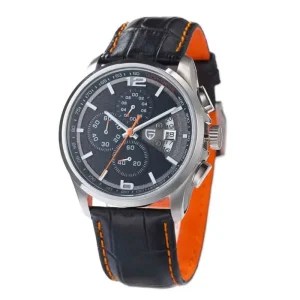 High-End Men’s Quartz Watch Luxury Business Multi-Dial Waterproof Glass Leather Strap Buckle Clasp Pointer Stainless