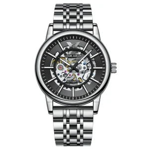 High-Performance Diver Chronograph Watch Tonneau Leather Strap Waterproof Durable Unisex Black Dial Mechanical