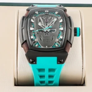 High Precision Tonneau Stainless Steel Case Glass FKM Band Waterproof Hollow Skeleton Luminous Mechanical NH70 Sport
