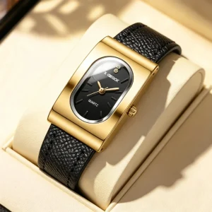 High Quality 3Bar Waterproof Quartz Watch for Women with Leather Strap