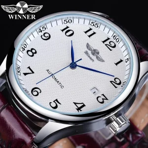High Quality Automatic Watch Genuine Leather Band Business Sport Mechanical Watches Men Luxury Casual Wristwatches Mens