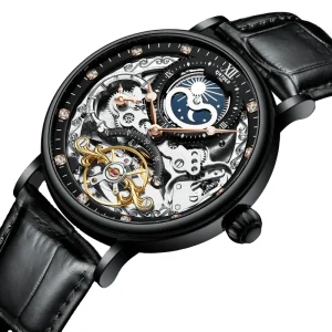 High Quality Automatic Watch J055 Luxury Leather Waterproof for Men Mechanical Watches Stainless Steel Glass Alloy Round