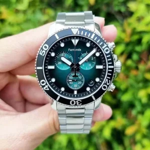 High Quality Business Fashion Multi Functional Men’s Diving Watch Stainless Steel Pointer Dial Sport Quartz Watch Red Green Blue