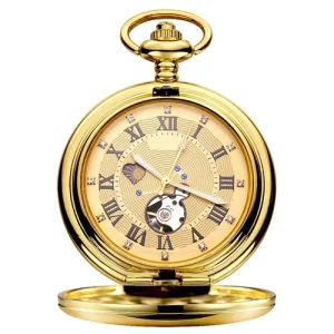 High Quality Design Your Own Pocket Watches Roman Number Diamond Vintage Mechanical Pocket Watch with Mechanical Movement