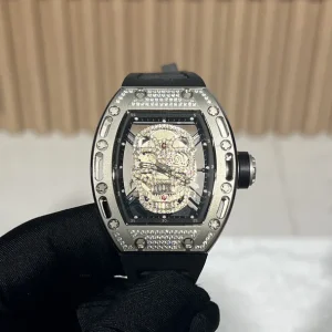 High Quality Full Diamond Skull Automatic Watch Luxury 052 Men’s Business Casual Skeleton Mechanical Watch