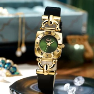 High Quality GEDI Women’s Watch Fashionable Retro Round Dial Quartz Wristwatch Featuring a Leather Strap and Waterproof Design