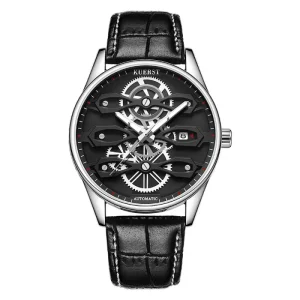 High Quality Genuine Leather Strap Skeleton Men Mechanical Watch Stainless Steel Automatic Wristwatches