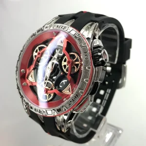 High Quality Label Alloy Automatic Movement Waterproof Mechanical Watch for Men Rubber Strap Hollow Dial Personalized Design