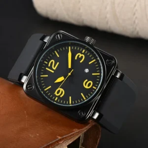 High Quality Luxury Business Watches Unisex Alloy Stainless Steel Square Mechanical Water Resistant Silicone Strap Pointer Dial