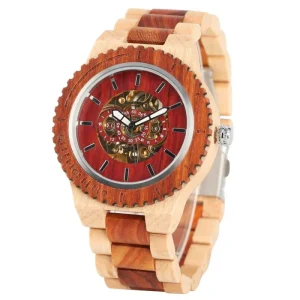 High Quality Luxury Handmade Automatic Wooden Watches Skeleton Mechanical Wood Watch