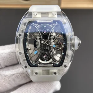 High Quality Luxury RM Watch Crystal Polo Tourbillon Transparent Crystal case Men’s Business Sports Mechanical Watch
