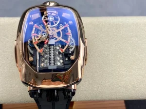 High Quality Luxury Tonneau Watch Rose Gold Sapphire Crystal Case 24mm Rubber Strap for Gift Giving on Holidays Men’s