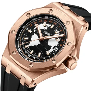 High Quality Man Automatic Watch Sapphire Luminous Wrist Watch Silicone Straps Earth Dial Watch for Men