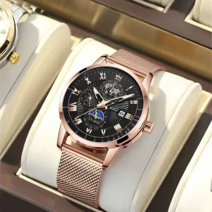High Quality Men’s Watches Classic Fashion Men’s Luxury Quartz Watches Casual Mesh Belts Waterproof Night Light Watches