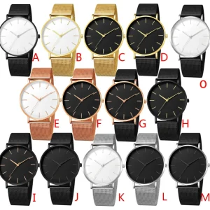 High Quality No Logo Simple Wristwatch Casual Men and Women Watch Gift Mesh Stainless Steel Band Unisex Thin Minimalist Watch
