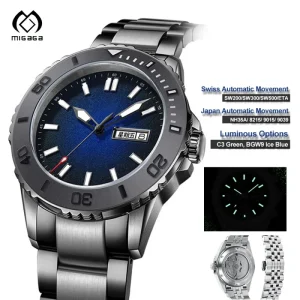 High Quality Stainless Steel Sapphire Crystal Pointer Dial Water Resistant Diver Automatic Watch for Men