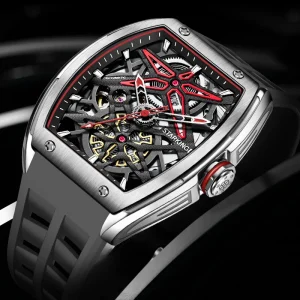 High Quality Tonneau Shaped Designer Stainless Steel Mechanical Watch Waterproof Luxury Wristwatch Branded Men’s Watch