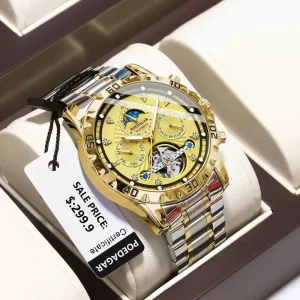 High Quality Waterproof Luminous Automatic Men’s Watch Gold Stainless Steel Luxury Men Mechanical Watch