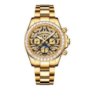 High end Men’s Classic Series Business Watch with Moon Phase and Night Light Function Water resistant Mechanical Watch