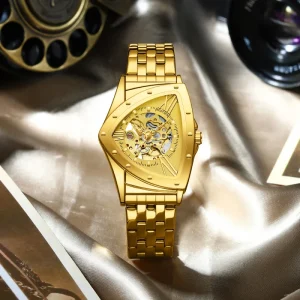 High quality Custom Triangular Hollowed out Men’s Watch Fully Automatic Mechanical Business Watch