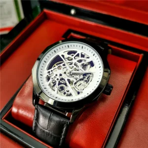 High quality Genuine Leather Waterproof Men’s Casual Automatic Watch Luxury Business style Skeleton Mechanical Wristwatch