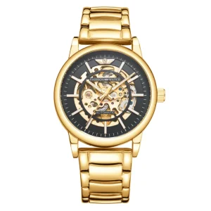 High quality Men’s Skeleton Automatic Wristwatch with Stainless Steel case and Strap Luxury Business Sports Mechanical Watch