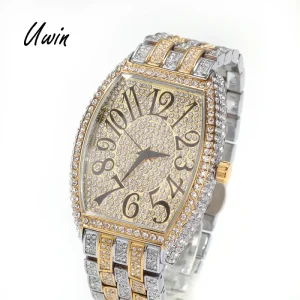 Hip Hop Golden Full Iced Out Watch Bling Bling Unisex Watch Men Women Luxury Jewelry