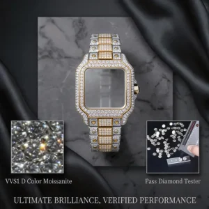 Hip Hop Iced Out VVS1 Moissanite Automatic Watches for Men Pass Diamond Tester Sapphire Glass 2 Tone Design