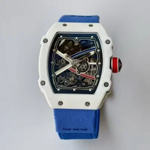 Hip Hop Style Skeleton Tonneau Men’s Luxury Watch White Carbon Fiber Case Multiple Colors