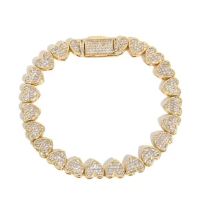 Hip hop 8mm High end Luxury Jewelry Heart shaped Diatomite Chain for Women and Men’s Bracelets