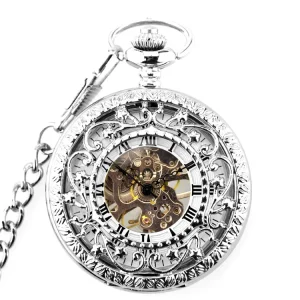 Hollow Carved Flip Mechanical Pocket Watch Hand Winding Mechanical Retro Roman Pocket Watch