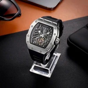 Hollow Mechanical Movement Waterproof Watches for Men Silicone Business Mechanical Watch