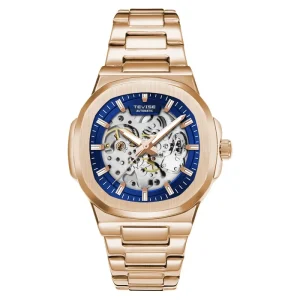 Hollow Out Design 40mm Square Dial Mens Watches Stainless Steel Strap Mechanical Automatic Wristwatch Casual Business Watch
