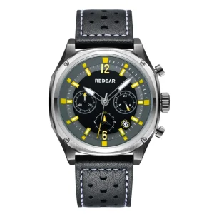 Hot Sell New Arrival Analog Quartz Chronograph Waterproof Men Watch Luxury Genuine Black Leather Band Fashion Wrist Watches Men