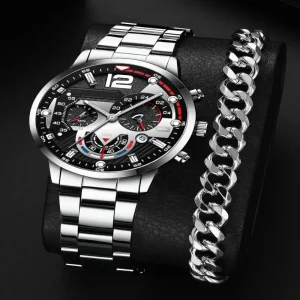 Hot Selling Men’s Classic Chinese Style Business Watches Cross Border Quartz Watches with Stainless Steel Band 38mm Coin Dial