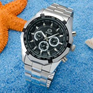 Hot selling Men’s Watch New Steel Strap Calendar Quartz Watch Trendy Wristwatch for Male Students